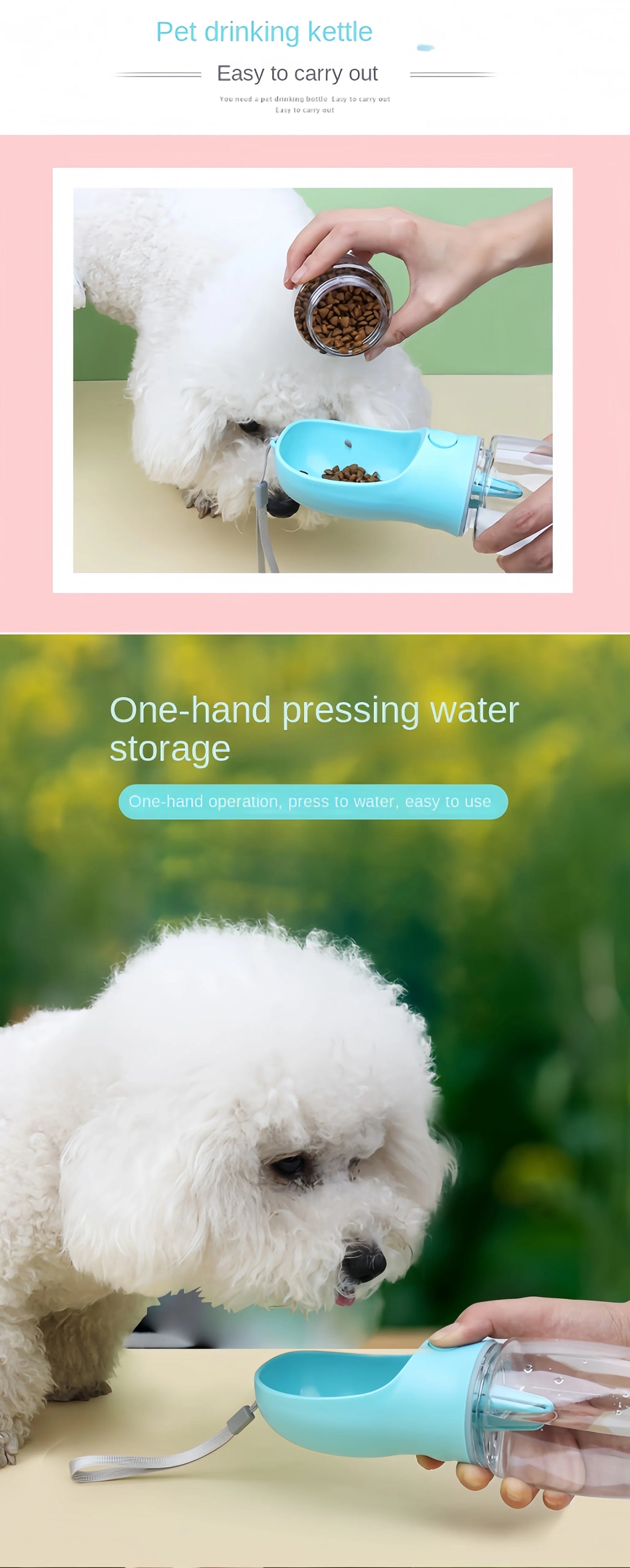 Pets Water Bottle Portable Food Grade Material Dog Cat Travel Pet Water Cup Bottle With Food Dispenser puppy water bottle