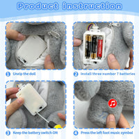 Baby Breathing Soothing Capybara Elephant Plush Doll Toy Sleeping Companion Music and Light Doll Sensory Plush Toy Soft Toy