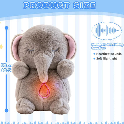 Baby Breathing Soothing Capybara Elephant Plush Doll Toy Sleeping Companion Music and Light Doll Sensory Plush Toy Soft Toy