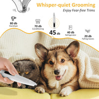 Pet Dog Paw Trimmer with LED Light Low Noise Shaver High-Speed Waterproof Dog Cat Hair Trimmer Clippers Cordless Grooming Tool